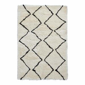 Béžovo-čierny ručne tuftovaný koberec Think Rugs Morocco Lento Ivory & Black, 150 × 230 cm