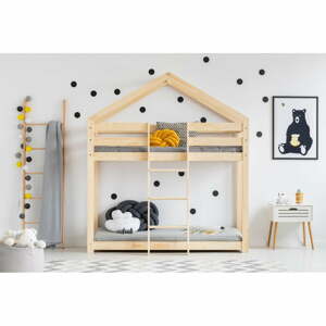 Domčeková poschodová detská posteľ z borovicového dreva 80x180 cm v prírodnej farbe Mila DMS – Adeko