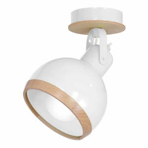 Biele nástenné svietidlo s drevenými detailmi Homemania Oval
