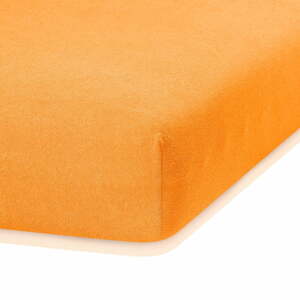 Oranžová elastická plachta s vysokým podielom bavlny AmeliaHome Ruby, 200 x 140-160 cm