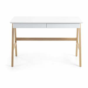 Pracovný stôl s bielou doskou Kave Home Ingo, 120 x 60 cm