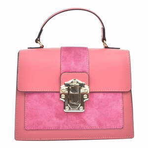 Ružová kožená kabelka Isabella Rhea, 22 x 27 cm