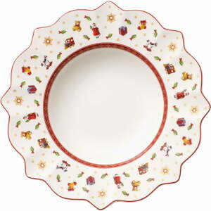 Bielo-červený hlboký porcelánový vianočný tanier Toy's Delight Villeroy&Boch, ø 26 cm
