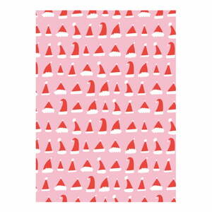 5 hárkov ružovo-červeného baliaceho papiera eleanor stuart Santa Hats, 50 x 70 cm