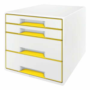 Bielo-žltý zásuvkový box Leitz WOW CUBE, 4 zásuvky