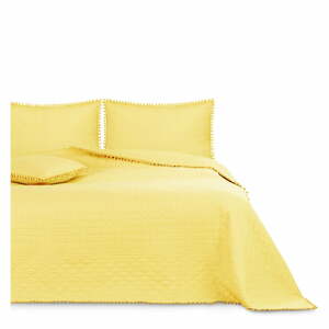 Žltá prikrývka na posteľ AmeliaHome Meadore, 200 x 220 cm