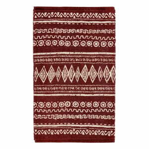 Červeno-biely bavlnený koberec Webtappeti Ethnic, 55 x 140 cm
