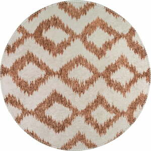 Bielo-oranžový umývateľný okrúhly koberec ø 100 cm - Vitaus