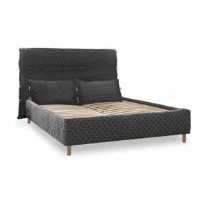 Sivá čalúnená dvojlôžková posteľ s roštom 180x200 cm Sleepy Luna – Miuform
