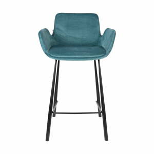 Zamatové barové stoličky v súprave 2 ks v petrolejovej farbe 91,5 cm Brit – Zuiver