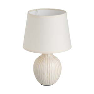 Krémovobiela keramická stolová lampa s textilným tienidlom (výška  28 cm) – Casa Selección