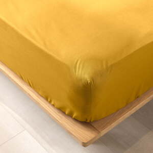 Žltá napínacia plachta z Bio bavlny 160x200 cm Biolina – douceur d'intérieur
