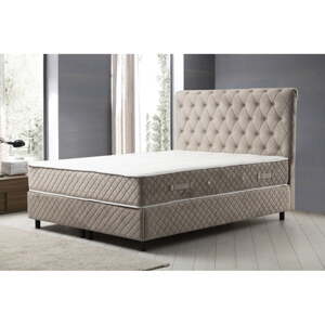 Béžová boxspring posteľ s úložným priestorom 160x200 cm Sonata – Kalune Design
