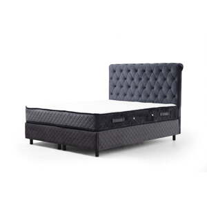 Tmavomodrá boxspring posteľ s úložným priestorom 160x200 cm Sonata – Kalune Design