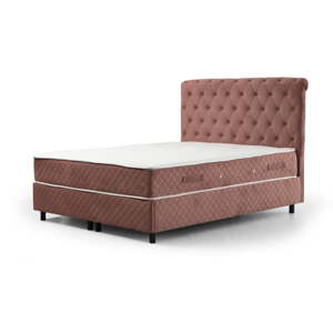 Ružová boxspring posteľ s úložným priestorom 160x200 cm Sonata – Kalune Design