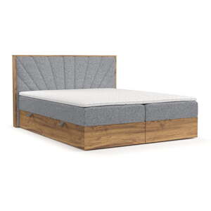 Sivá/v prírodnej farbe boxspring posteľ s úložným priestorom 200x200 cm Asahi – Maison de Rêve