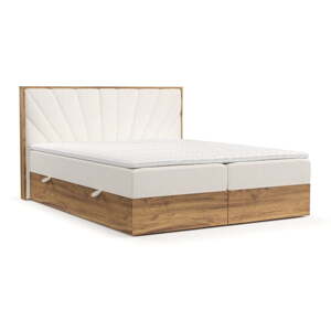 Krémovobiela/v prírodnej farbe boxspring posteľ s úložným priestorom 160x200 cm Asahi – Maison de Rêve