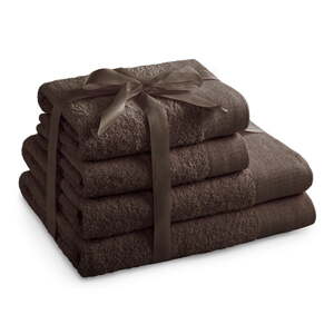 Hnedé froté bavlnené uteráky a osušky v súprave 2 ks Amari – AmeliaHome