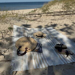 Ľanová plážová deka 140x170 cm Allure Stripe – Linen Tales