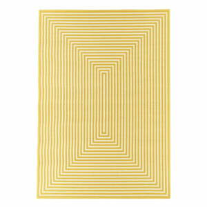 Žltý a umývateľný vonkajší koberec Braid, 200 × 285 cm