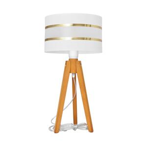 Stolná lampa HELEN 1xE27/60W/230V biela/zlatá/dub