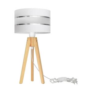 Stolná lampa HELEN 1xE27/60W/230V biela/chróm/borovica