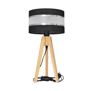 Stolná lampa HELEN 1xE27/60W/230V čierna/chróm/borovica