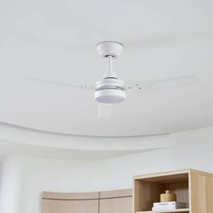 Stropný ventilátor Lindby LED Aerallo, biely, CCT, tichý