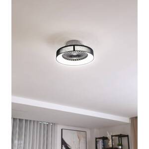 Stropný ventilátor Lindby LED Mace, čierny, tichý, Ø 47 cm