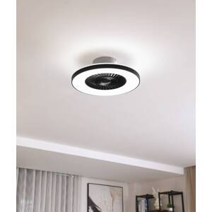 Lindby Smart LED stropný ventilátor Paavo, čierny, tichý,Tuya