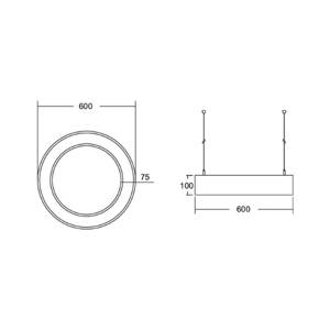 BRUMBERG Biro Circle Ring10 priamy Ø 60 cm zapnutý/vypnutý čierny 830